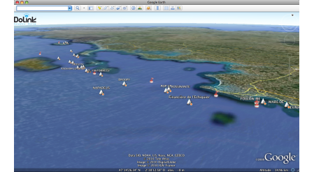 Affichage de la position du bateau sur fond cartographique Google &reg;